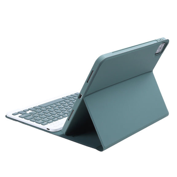 For iPad Air 11 2024 / 2025 / Air 4 2020 / Air 5 2022 A098B Detachable ABS Ultra-thin Candy Colors Bluetooth Keyboard Tablet Case with Stand & Pen Slot(Dark Green)
