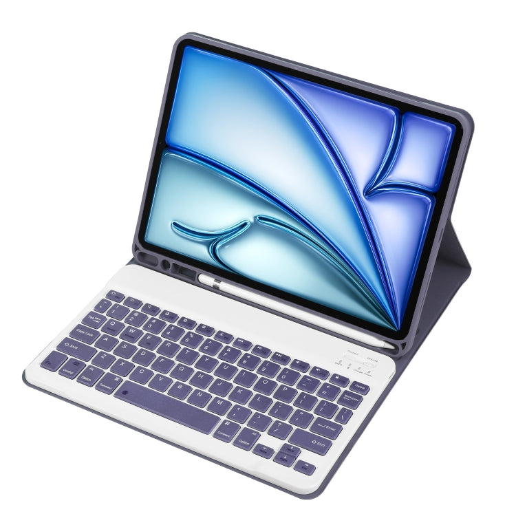 For iPad Air 11 2024 / 2025 / Air 4 2020 / Air 5 2022 A098B Detachable ABS Ultra-thin Candy Colors Bluetooth Keyboard Tablet Case with Stand & Pen Slot(Purple)