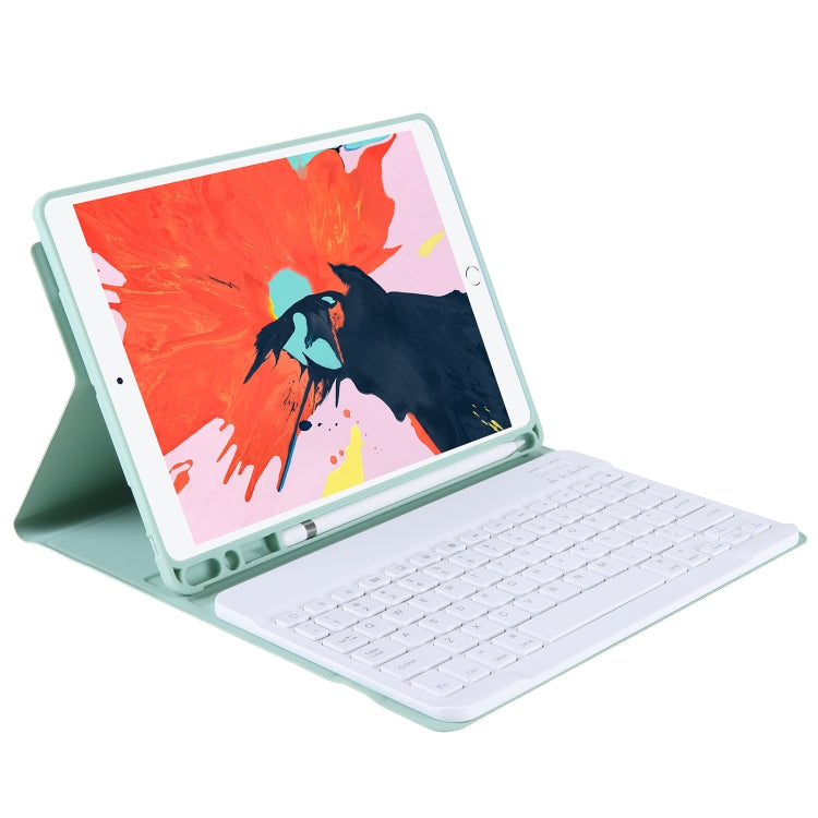 T098B Integrated Ultra-thin Candy Colors Bluetooth Keyboard Tablet Case for  iPad Air 11 2024 / 2025 / Air 4 10.9 inch 2020, with Stand & Pen Slot(Light Green)