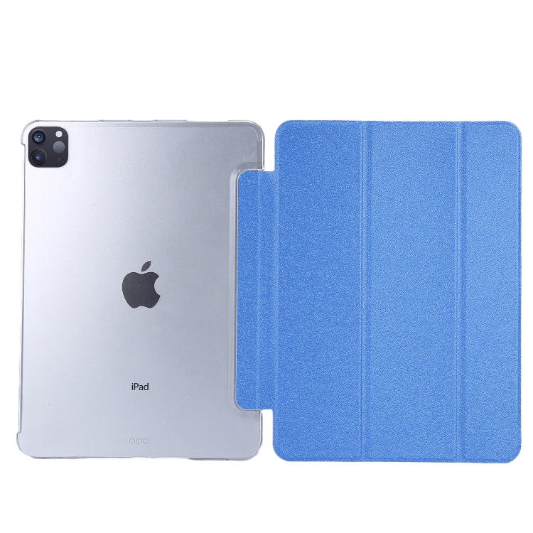 Silk Texture Flip Magnetic PU Leather Smart Case with Three-folding Holder For iPad Air 11 2024 / Air 2022 / 2020 10.9(Blue) - iPad Air (2022) / (2020) 10.9 Cases by PMC TechLife | Online Shopping South Africa | PMC TechLife | Buy Now Pay Later Mobicred