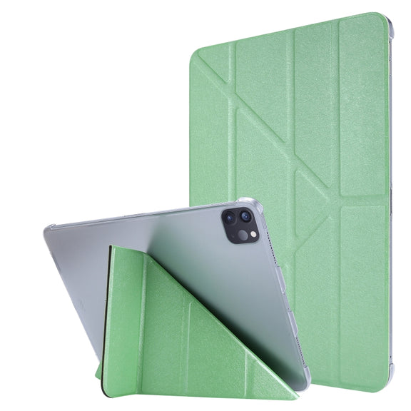 Silk Texture Horizontal Deformation Flip Leather Case with Three-folding Holder For iPad Air 11 2024 / Air 2022 / 2020 10.9(Green)
