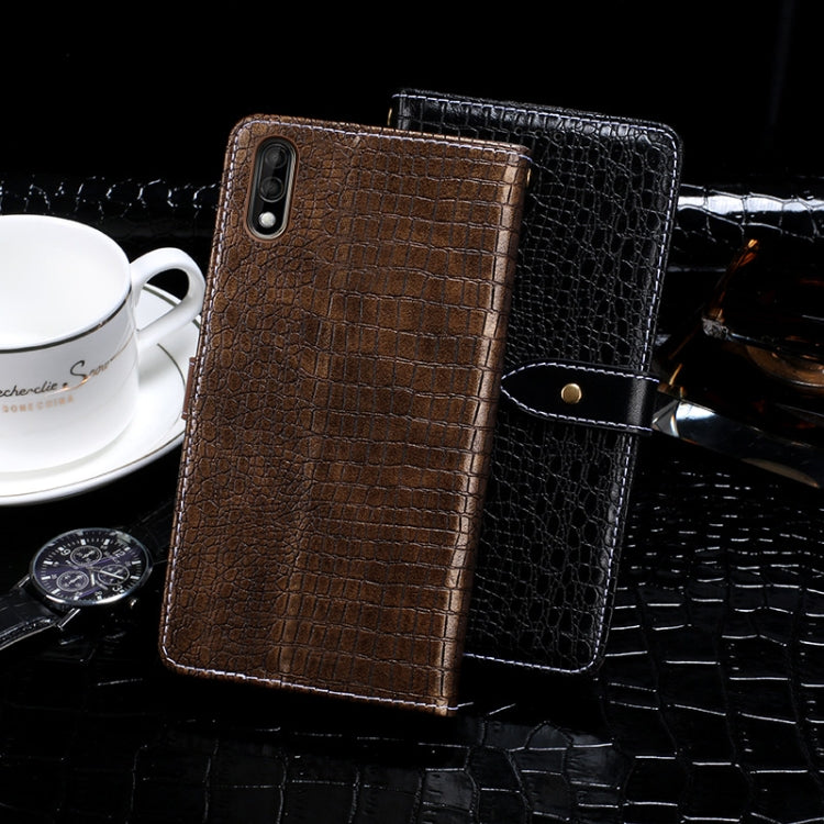 For Wiko View4 Lite idewei Crocodile Texture Horizontal Flip Leather Case with Holder & Card Slots & Wallet(Dark Blue)