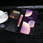 For Wiko View4 Lite idewei Crocodile Texture Horizontal Flip Leather Case with Holder & Card Slots & Wallet(Dark Blue)
