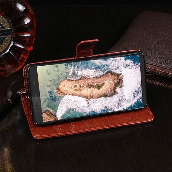 For Blackview BV5500 idewei Crazy Horse Texture Horizontal Flip Leather Case with Holder & Card Slots & Wallet(Brown)