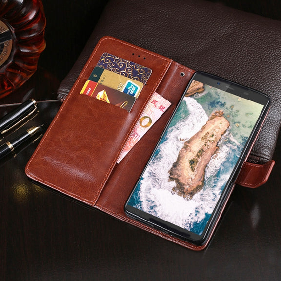 For Blackview BV5500 idewei Crazy Horse Texture Horizontal Flip Leather Case with Holder & Card Slots & Wallet(Sky Blue)