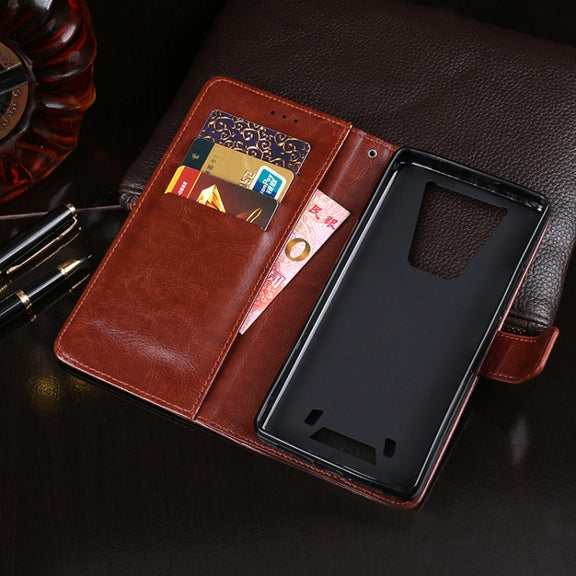 For Blackview BV6900 idewei Crazy Horse Texture Horizontal Flip Leather Case with Holder & Card Slots & Wallet(Black)