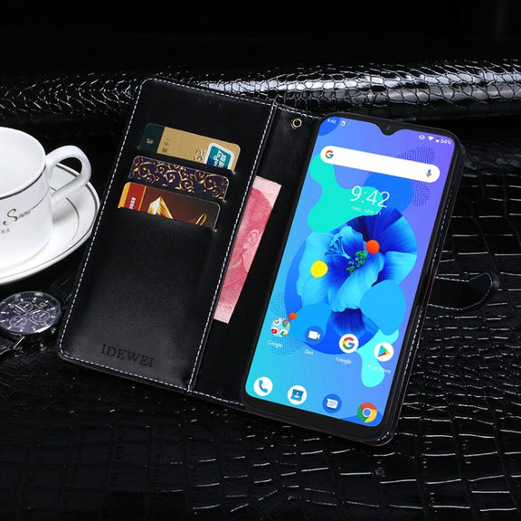 For UMIDIGI A7 idewei Crocodile Texture Horizontal Flip Leather Case with Holder & Card Slots & Wallet(Dark Blue)