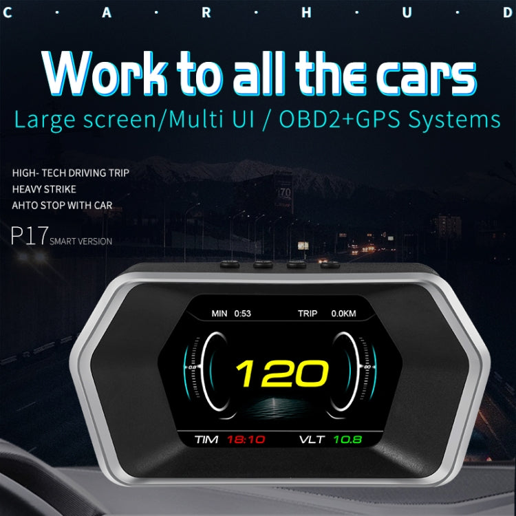 P17 Car HUD Head-up Display GPS Speed Meter Car OBD2 Fault Elimination Code - Head Up Display System by PMC TechLife | Online Shopping South Africa | PMC TechLife | Buy Now Pay Later Mobicred