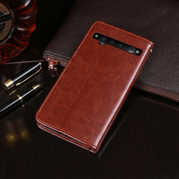 For TCL 10 Pro idewei Crazy Horse Texture Horizontal Flip Leather Case with Holder & Card Slots & Wallet(Red)