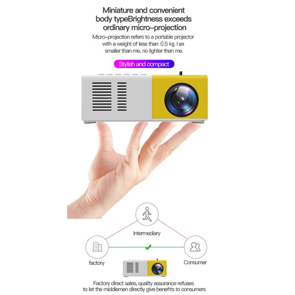 J9 1920x1080P 15 ANSI Portable Home Theater Mini LED HD Digital Projector, Basic Version, EU Plug(Black White)