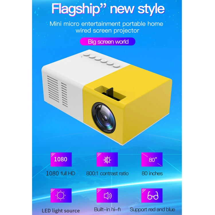 J9 1920x1080P 15 ANSI Portable Home Theater Mini LED HD Digital Projector, Basic Version, US Plug(Yellow White)