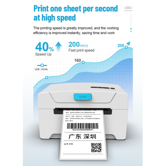 ZJ-8600 76x130 Single Paper Waybill Express Bill Label Printer, USB + Bluetooth Version, EU Plug