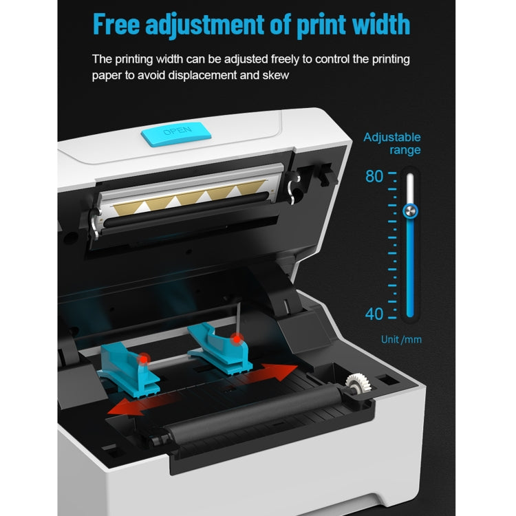 ZJ-8600 76x130 Single Paper Waybill Express Bill Label Printer, USB + Bluetooth Version, EU Plug