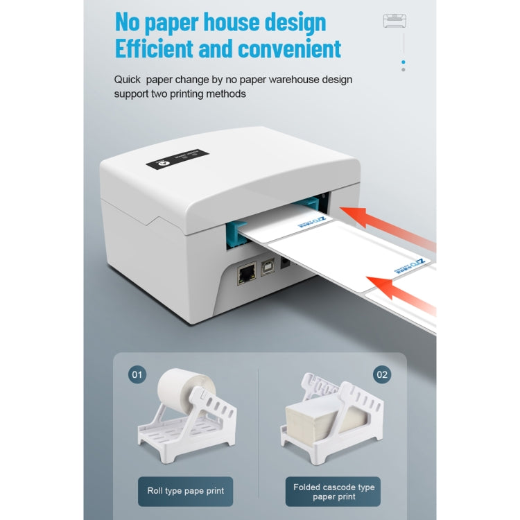 ZJ-8600 76x130 Single Paper Waybill Express Bill Label Printer, USB + Bluetooth Version, US Plug