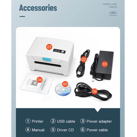 ZJ-8600 76x130 Single Paper Waybill Express Bill Label Printer, USB + Bluetooth Version, US Plug