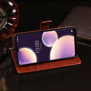 For Wiko View4 Lite idewei Crazy Horse Texture Horizontal Flip Leather Case with Holder & Card Slots & Wallet(Red)