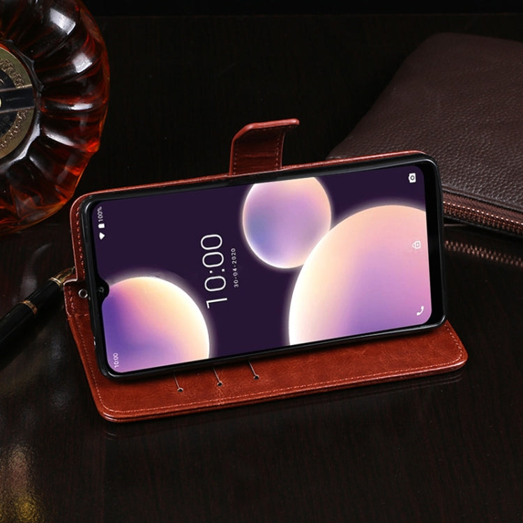 For Wiko View4 Lite idewei Crazy Horse Texture Horizontal Flip Leather Case with Holder & Card Slots & Wallet(Rose Red)