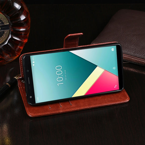 For Wiko Y61 idewei Crazy Horse Texture Horizontal Flip Leather Case with Holder & Card Slots & Wallet(Brown)