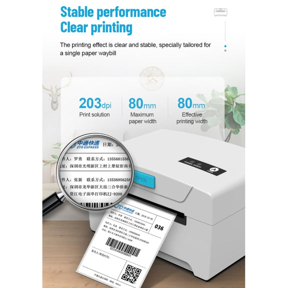ZJ-8600 76x130 Single Paper Waybill Express Bill Label Printer, US Plug