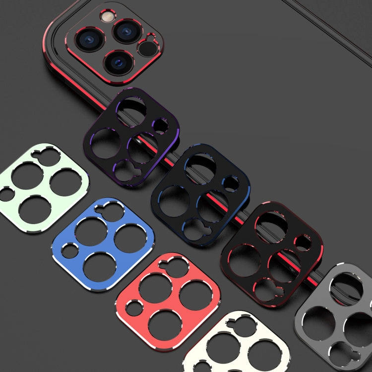 For iPhone 12 Aurora Series Lens Protector + Metal Frame Protective Case(Black Red) - iPhone 12 / 12 Pro Cases by PMC TechLife | Online Shopping South Africa | PMC TechLife