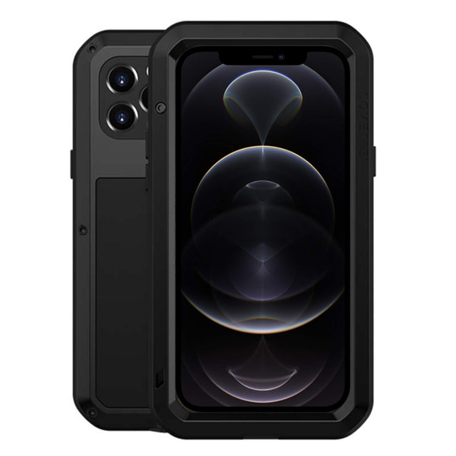 For iPhone 12 Pro LOVE MEI Metal Shockproof Life Water-resistant Dustproof Protective Case(Black)