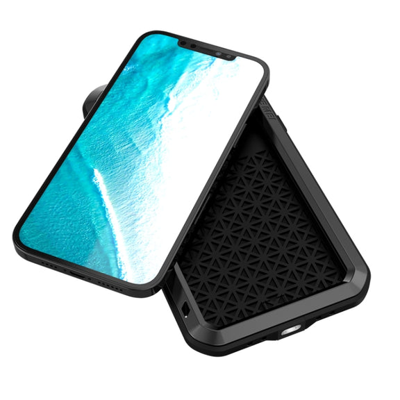For iPhone 12 Pro Max LOVE MEI Metal Shockproof Life Water-resistant Dustproof Protective Case(Black)