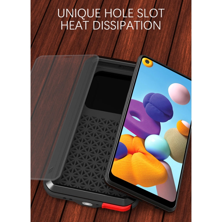 For Samsung Galaxy A21 (US Version) LOVE MEI Metal Shockproof Waterproof Dustproof Protective Case with Glass(Red) - Galaxy Phone Cases by LOVE MEI | Online Shopping South Africa | PMC TechLife | Buy Now Pay Later Mobicred