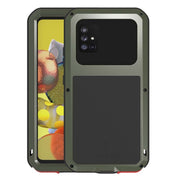 For Samsung Galaxy A51 5G LOVE MEI Metal Shockproof Water-resistant Dustproof Protective Case with Glass(Army Green)
