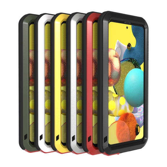 For Samsung Galaxy A51 5G LOVE MEI Metal Shockproof Water-resistant Dustproof Protective Case with Glass(Army Green)