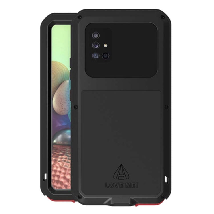 For Samsung Galaxy A71 5G LOVE MEI Metal Shockproof Waterproof Dustproof Protective Case with Glass(Black) - free shipping - PMC TechLife - Order now!
