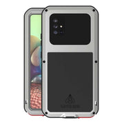 For Samsung Galaxy A71 5G LOVE MEI Metal Shockproof Water-resistant Dustproof Protective Case with Glass(Silver)