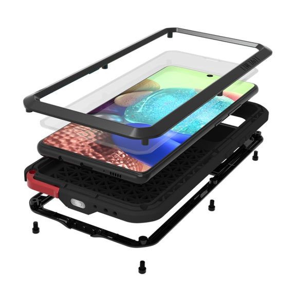 For Samsung Galaxy A71 5G LOVE MEI Metal Shockproof Water-resistant Dustproof Protective Case with Glass(Silver)