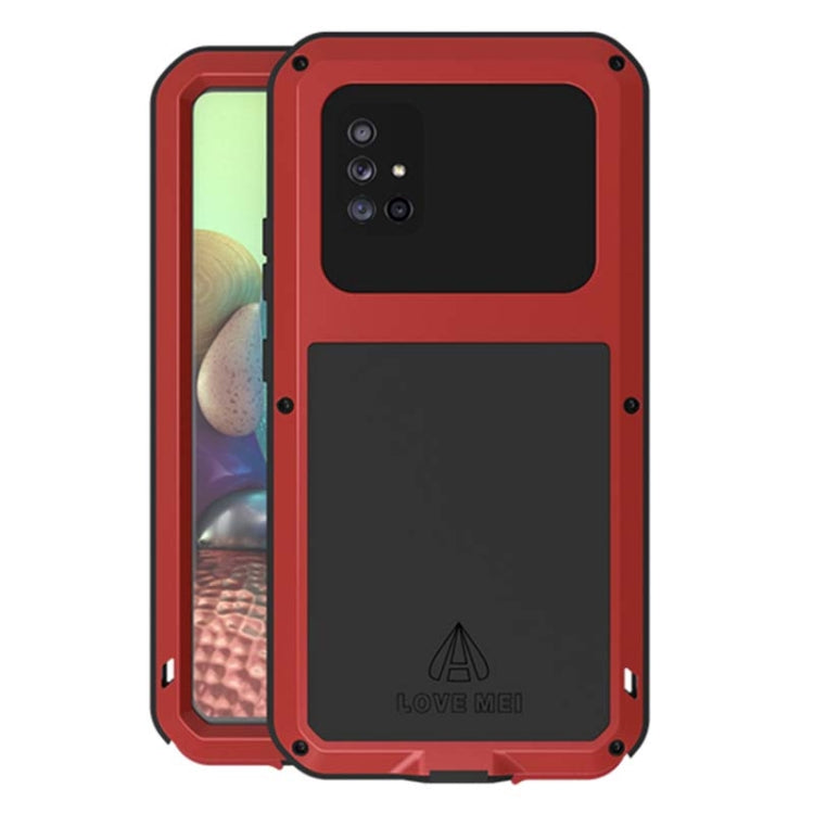 For Samsung Galaxy A71 5G LOVE MEI Metal Shockproof Waterproof Dustproof Protective Case with Glass(Red) - free shipping - PMC TechLife - Order now!