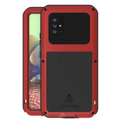 For Samsung Galaxy A71 5G LOVE MEI Metal Shockproof Water-resistant Dustproof Protective Case with Glass(Red)