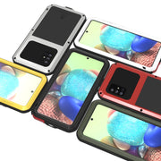 For Samsung Galaxy A71 5G LOVE MEI Metal Shockproof Water-resistant Dustproof Protective Case with Glass(Red)