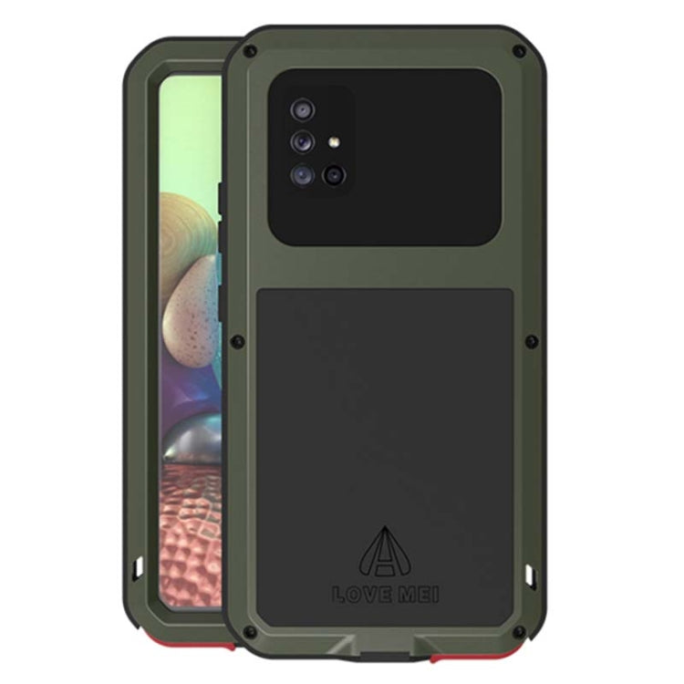 For Samsung Galaxy A71 5G LOVE MEI Metal Shockproof Waterproof Dustproof Protective Case with Glass(Army Green) - Galaxy Phone Cases by LOVE MEI | Online Shopping South Africa | PMC TechLife | Buy Now Pay Later Mobicred