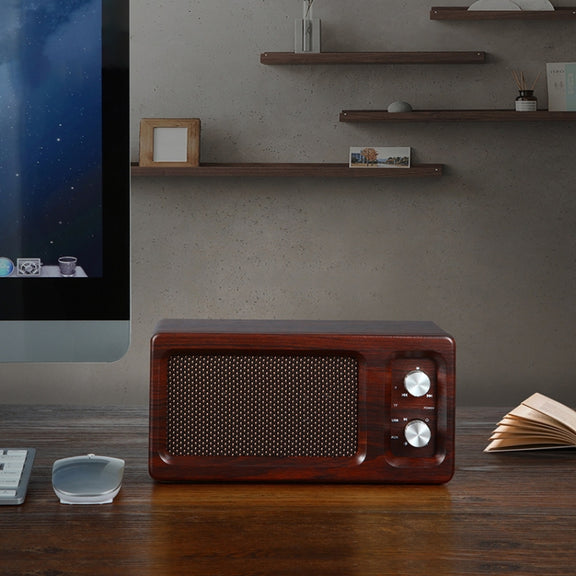 D60 Subwoofer Wooden Bluetooth 4.2 Speaker, Support TF Card & 3.5mm AUX & U Disk Play(Walnut)