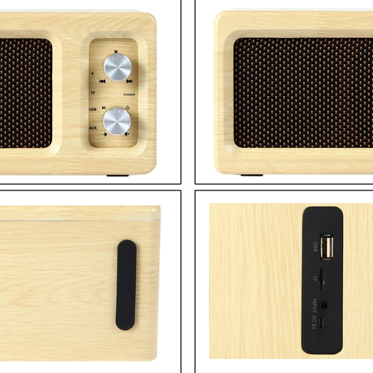 D60 Subwoofer Wooden Bluetooth 4.2 Speaker, Support TF Card & 3.5mm AUX & U Disk Play(Yellow)