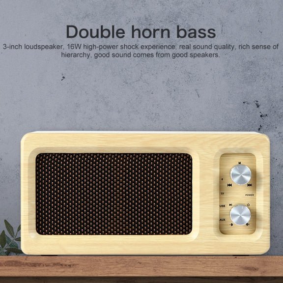 D60 Subwoofer Wooden Bluetooth 4.2 Speaker, Support TF Card & 3.5mm AUX & U Disk Play(Yellow)