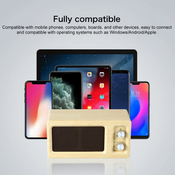 D60 Subwoofer Wooden Bluetooth 4.2 Speaker, Support TF Card & 3.5mm AUX & U Disk Play(Yellow)