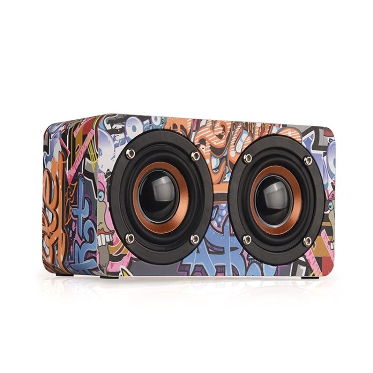 M5 Subwoofer Wooden Bluetooth 4.2 Speaker, Support TF Card & 3.5mm AUX & FM(Graffiti Color)