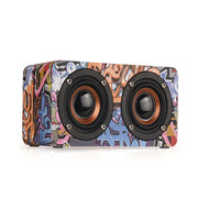M5 Subwoofer Wooden Bluetooth 4.2 Speaker, Support TF Card & 3.5mm AUX & FM(Graffiti Color)