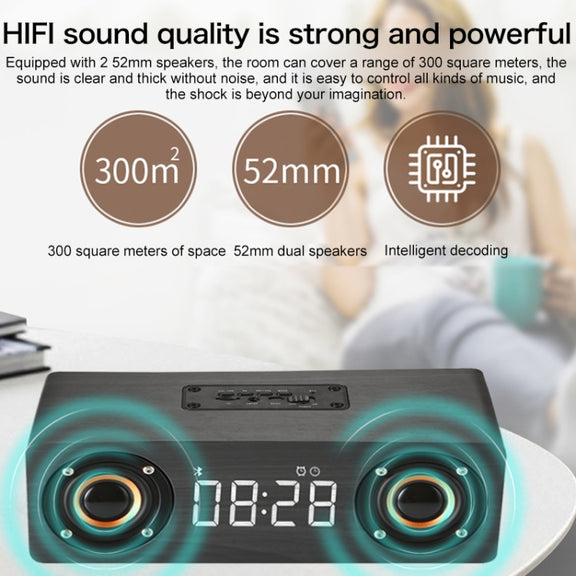 M5 Subwoofer Wooden Bluetooth 4.2 Speaker, Support TF Card & 3.5mm AUX & FM(Graffiti Color)