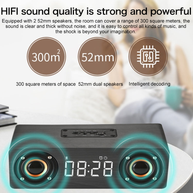 M5 Subwoofer Wooden Bluetooth 4.2 Speaker, Support TF Card & 3.5mm AUX & FM(Graffiti Color)