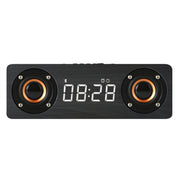 M5C Subwoofer Wooden Clock Bluetooth 4.2 Speaker, Support TF Card & 3.5mm AUX & FM Radio(Grey Wood Grain)