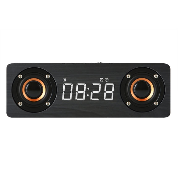 M5C Subwoofer Wooden Clock Bluetooth 4.2 Speaker, Support TF Card & 3.5mm AUX & FM Radio(Grey Wood Grain)