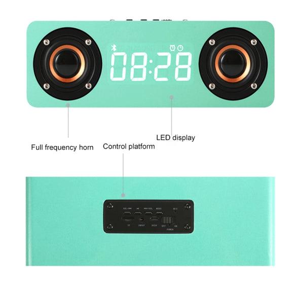 M5C Subwoofer Wooden Clock Bluetooth 4.2 Speaker, Support TF Card & 3.5mm AUX & FM Radio(Grey Wood Grain)