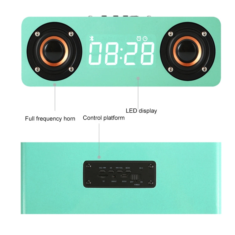 M5C Subwoofer Wooden Clock Bluetooth 4.2 Speaker, Support TF Card & 3.5mm AUX & FM Radio(Grey Wood Grain)