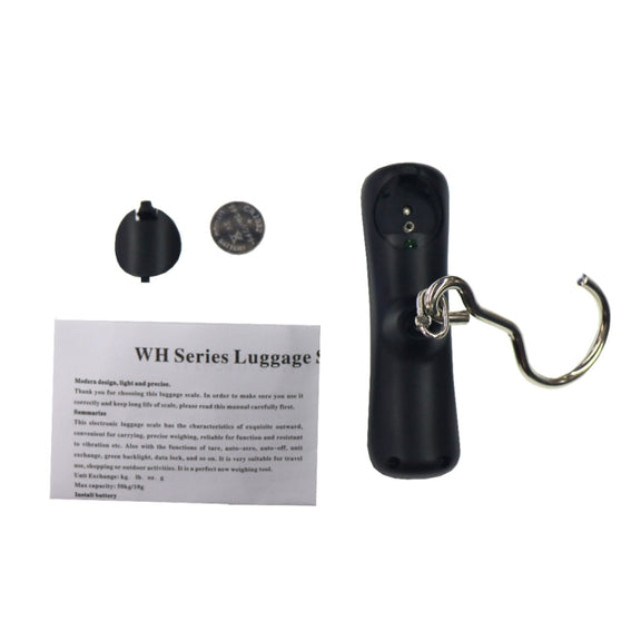 MH-A18 Portable Digital High-Load Weighting Hook Electronic Luggage Scale (10g~50kg), Excluding Batteries(Black)