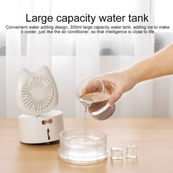 BD-MM1 Cat Shape Household Desktop Rechargeable Spray Humidifier Fan (White)